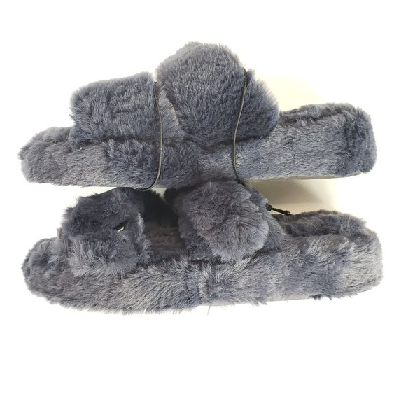 Torrid Slip On Fuzzy Slippers Double Band Faux Fur House Shoes Size 8 - Picture 7 of 13